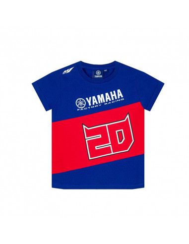 Tee shirt enfant Fabio Quartararo bleu et rouge . Manches courtes . Logo Yamaha et numéro 20 floqués .