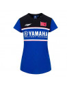 Tee shirt Fabio Quartararo femme , noir et bleu . Coupe cintrée . Manches courtes . Logo des sponsors floqués sur la poitrine .