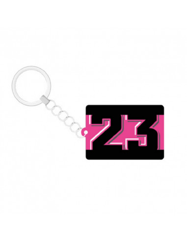 Porte clé Enea Bastianini numéro 23 noir et rose en PVC