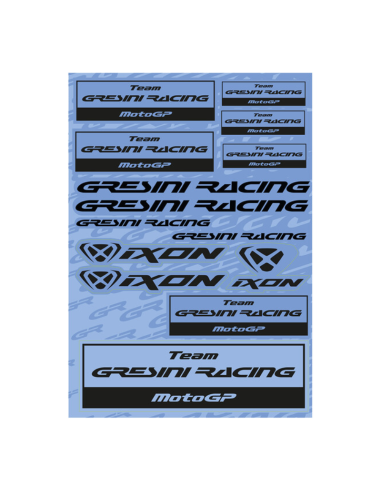 Planche d'autocollants Gresini Racing Ixon MotoGP bleue et noire