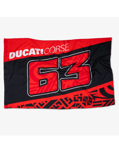 Drapeau Ducati Corse Bagnaia 63 noir et rouge